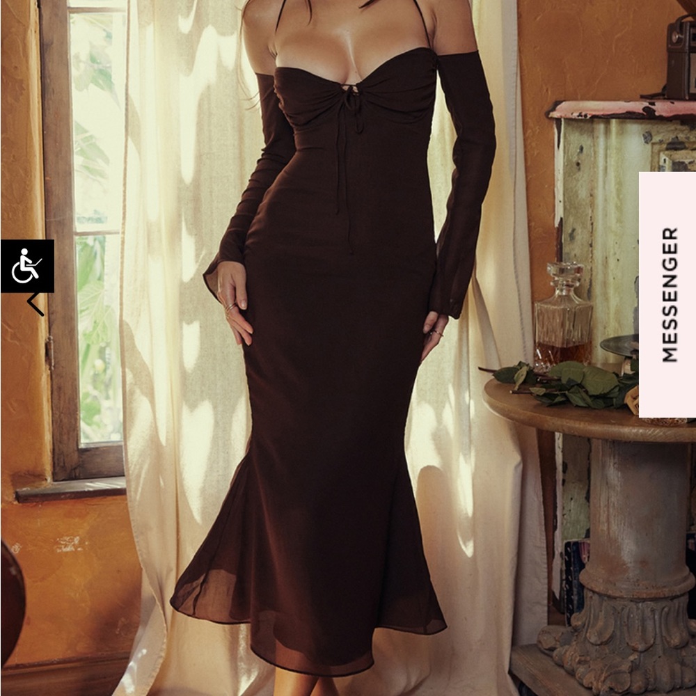 House of CB Naomi Espresso Halter Midi Dress